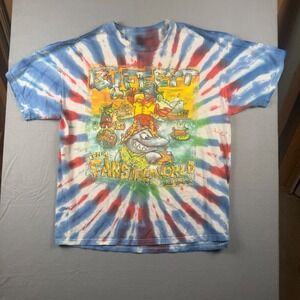 Jimmy Buffett Far Side of the World Tour 2002 Tie Dye Shirt Mens XL Shark Parrot